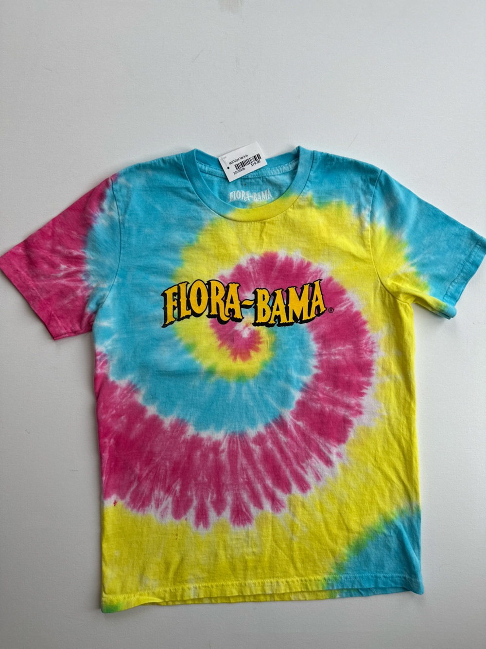 Kids' Flora-Bama Tie-Dye Spiral Tee - Pink, Yellow & Blue Medium NWT